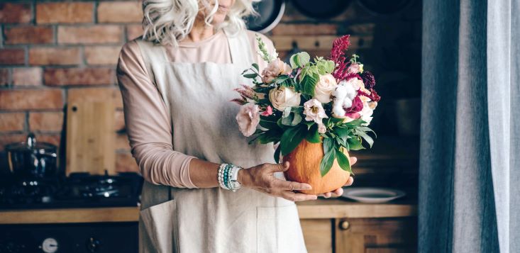 flores en la maceta de halloween