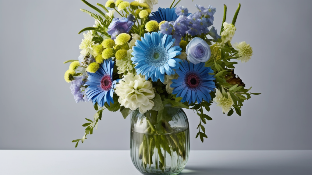 Ramo de gerberas azules