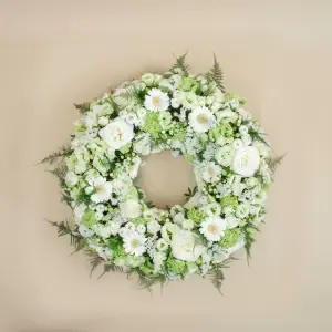 Corona Funeraria Blanca y Verde