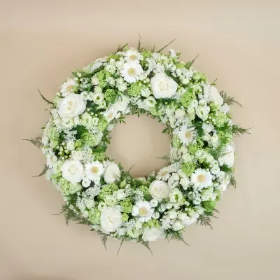 Corona Funeraria Blanca y Verde