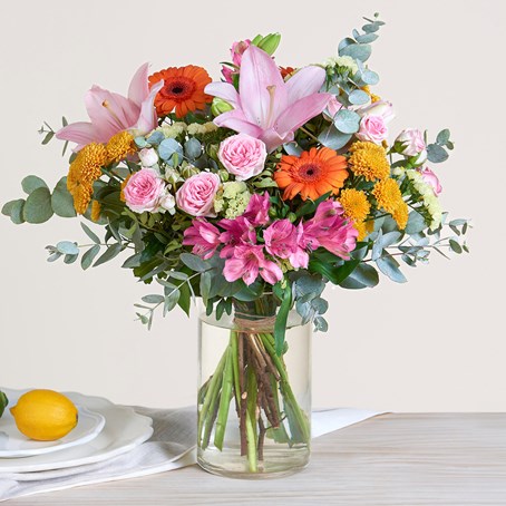 Dear Mom - multicolored bouquet with liliums