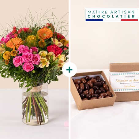 Colorful bouquet and chocolates  - Tutti frutti et chocolats