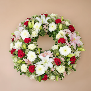 Corona Funeraria Roja y Blanca