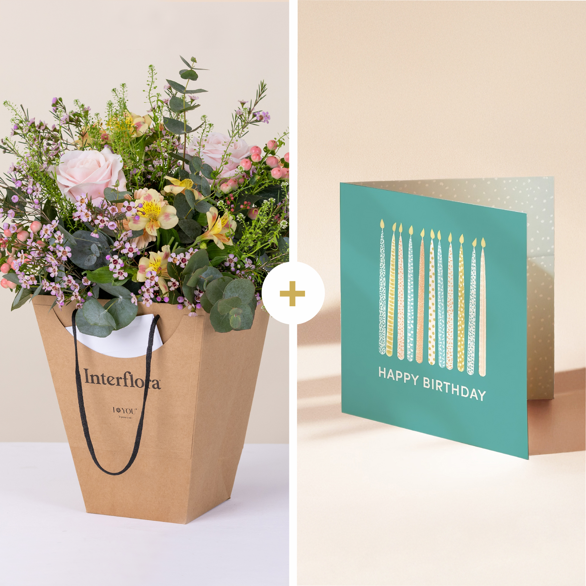 Aire de Fiesta – Ramo con Bolsa de Flores y Tarjeta de Cumpleaños