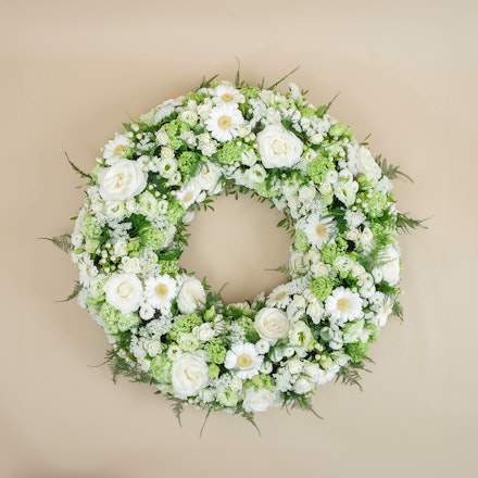 Corona Funeraria Blanca y Verde