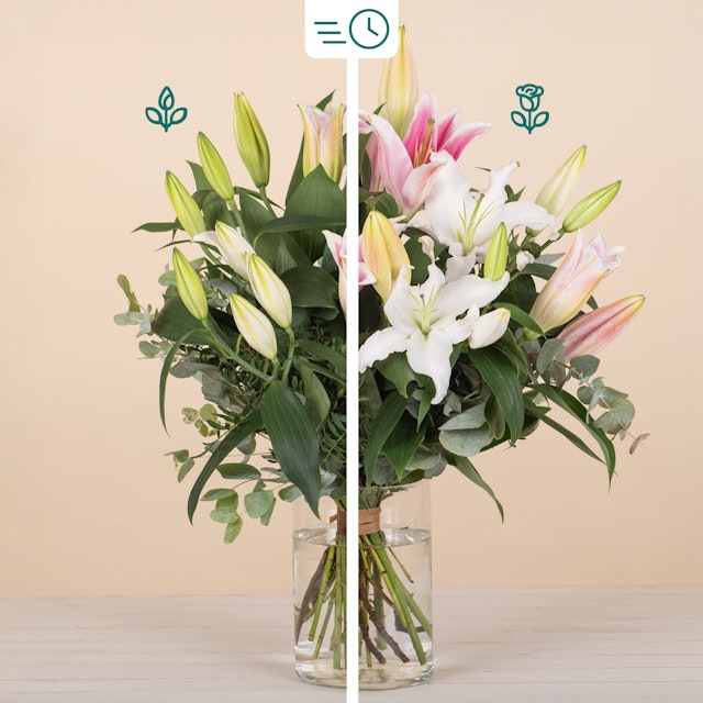 Ramo de Liliums Rosas y Blancos