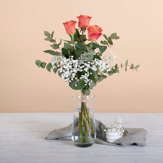 Ramo de 3 rosas naranja