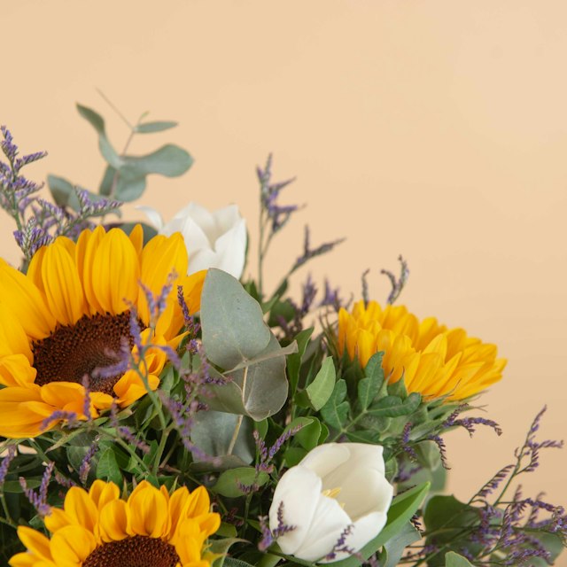 Tulipanes y girasoles